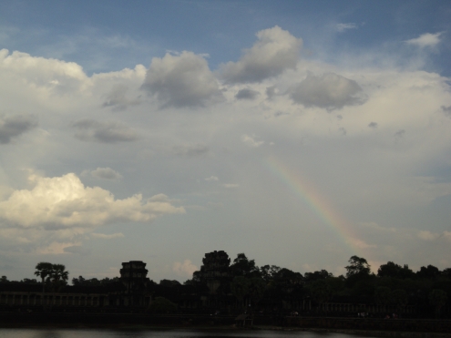 RAINBOW over Angkor Wat! It was much more impressive in person...